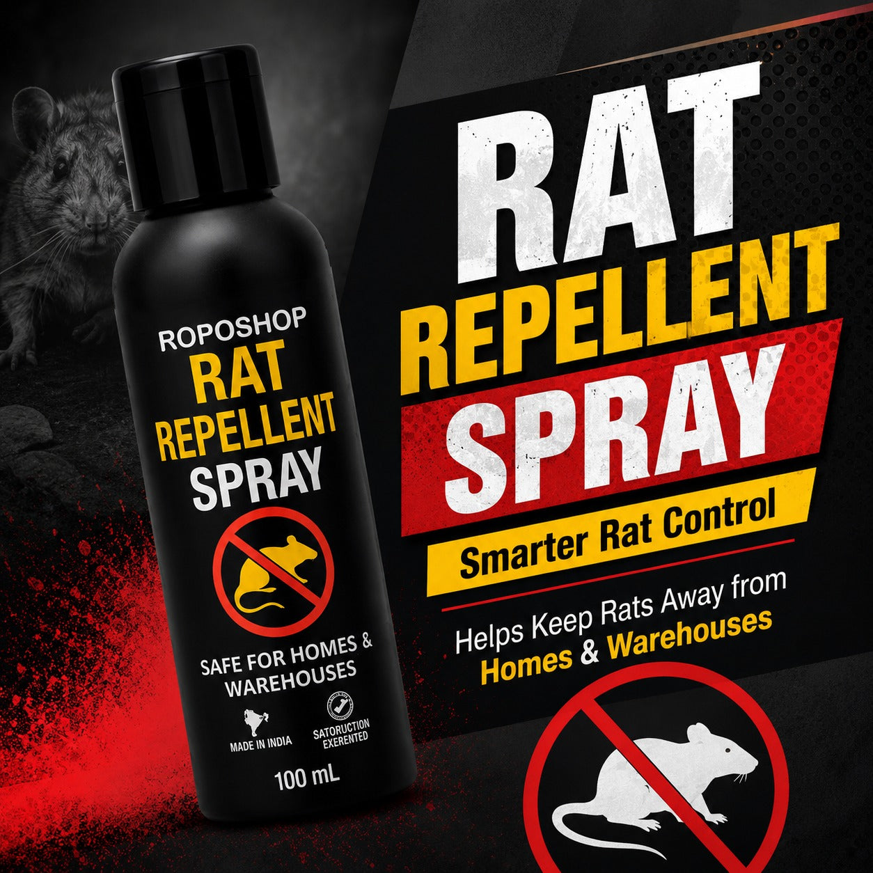 RopoShop Rat Repellent Spray – Natural Rodent Protection Spray (Pack of 3 x 100ml)