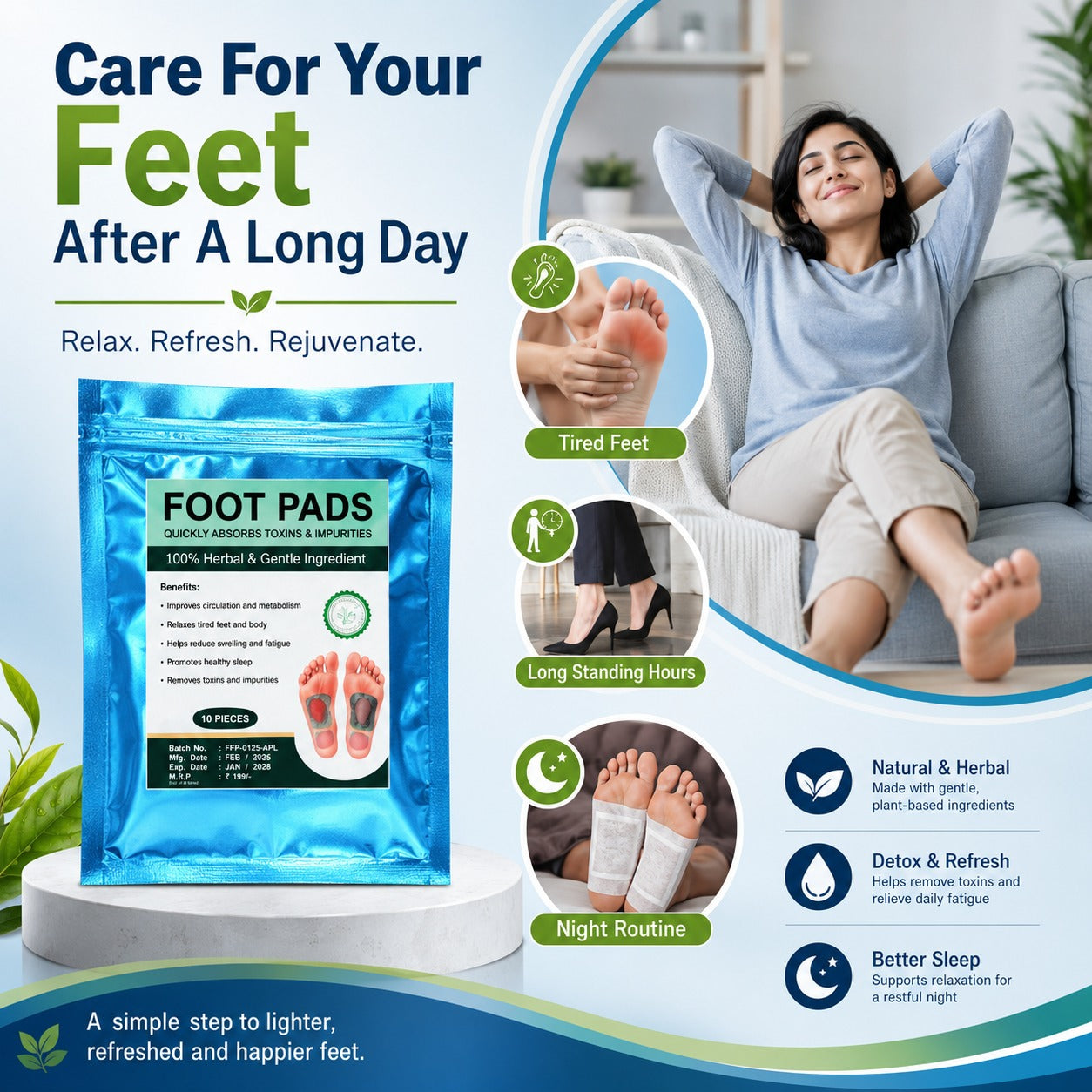 Herbal Detox Foot Pads – Overnight Wellness Patches (10 Pads)
