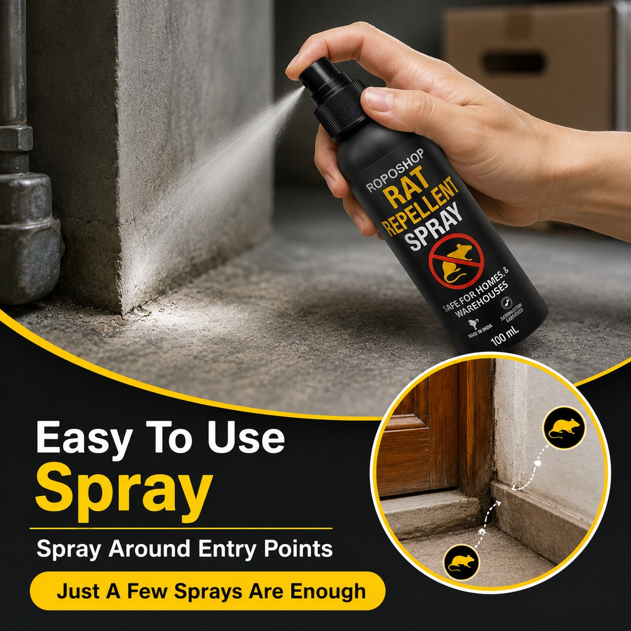 RopoShop Rat Repellent Spray – Natural Rodent Protection Spray (Pack of 3 x 100ml)
